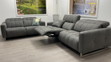 Francoferri Italia Porto power reclining soft grey fabric 3 & 2 
