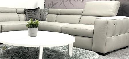 Natuzzi Click C189 power reclining grey leather corner sofa