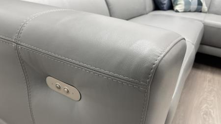 Natuzzi C106 Tranquillita Grey Leather R/H power reclining corner sofa