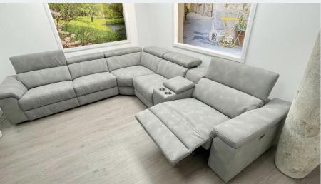 Volante Panama beautiful soft Nubuk fabric power reclining corner sofa