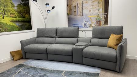 Natuzzi Paradiso curved power reclining cinema sofa with light