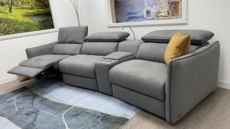 Natuzzi Paradiso curved power reclining cinema sofa with light
