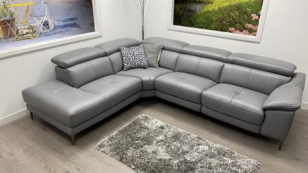 Massichio grey Leather power reclining corner sofa