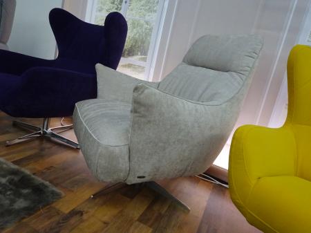 Natuzzi Calma Swivel chair in beautiful fabric SofaMax Brands Outlet
